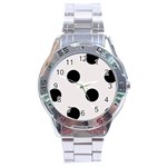 Polka Dots - Black on Pastel Pink Stainless Steel Analogue Watch