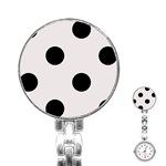 Polka Dots - Black on Pastel Pink Stainless Steel Nurses Watch