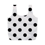 Polka Dots - Black on Pastel Pink Full Print Recycle Bag (M)