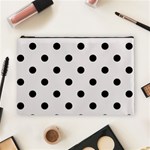 Polka Dots - Black on Pastel Pink Cosmetic Bag (L)