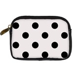 Polka Dots - Black on Pastel Pink Digital Camera Leather Case