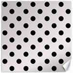 Polka Dots - Black on Pastel Pink Canvas 12  x 12 