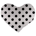Polka Dots - Black on Pastel Pink Large 19  Premium Heart Shape Cushion