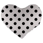 Polka Dots - Black on Pastel Pink Large 19  Premium Flano Heart Shape Cushion