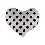 Polka Dots - Black on Pastel Pink Standard 16  Premium Flano Heart Shape Cushion