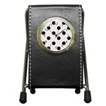 Polka Dots - Black on Pastel Pink Pen Holder Desk Clock