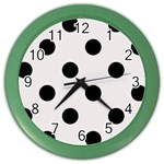 Polka Dots - Black on Pastel Pink Color Wall Clock