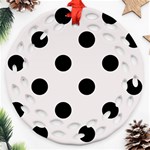 Polka Dots - Black on Pastel Pink Round Filigree Ornament (Two Sides)