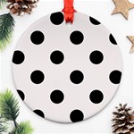 Polka Dots - Black on Pastel Pink Round Ornament (Two Sides)