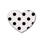 Polka Dots - Black on Pastel Pink Heart Coaster (4 pack)