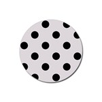 Polka Dots - Black on Pastel Pink Rubber Round Coaster (4 pack)