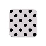 Polka Dots - Black on Pastel Pink Rubber Square Coaster (4 pack)