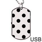 Polka Dots - Black on Pastel Pink Dog Tag USB Flash (One Side)