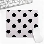 Polka Dots - Black on Pastel Pink Large Mousepad