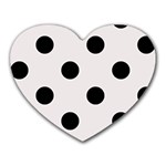 Polka Dots - Black on Pastel Pink Heart Mousepad