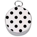 Polka Dots - Black on Pastel Pink Silver Compass