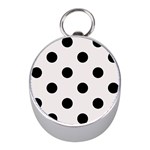 Polka Dots - Black on Pastel Pink Silver Compass (Mini)