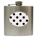 Polka Dots - Black on Pastel Pink Hip Flask (6 oz)