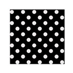 Polka Dots - Pastel Pink on Black Small Satin Scarf  (Square)