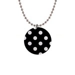 Polka Dots - Pastel Pink on Black 1  Button Necklace