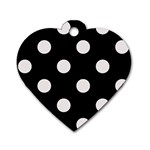 Polka Dots - Pastel Pink on Black Dog Tag Heart (Two Sides)