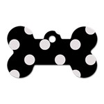 Polka Dots - Pastel Pink on Black Dog Tag Bone (Two Sides)