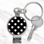 Polka Dots - Pastel Pink on Black Nail Clippers Key Chain