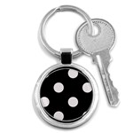 Polka Dots - Pastel Pink on Black Key Chain (Round)