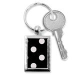 Polka Dots - Pastel Pink on Black Key Chain (Rectangle)