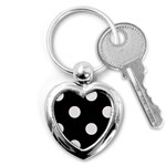 Polka Dots - Pastel Pink on Black Key Chain (Heart)