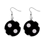 Polka Dots - Pastel Pink on Black 1  Button Earrings