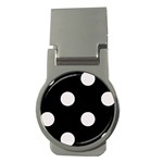 Polka Dots - Pastel Pink on Black Money Clip (Round)