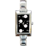 Polka Dots - Pastel Pink on Black Rectangle Italian Charm Watch
