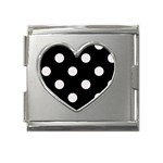 Polka Dots - Pastel Pink on Black Mega Link Heart Italian Charm (18mm)