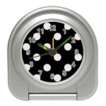 Polka Dots - Pastel Pink on Black Desk Alarm Clock