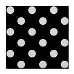 Polka Dots - Pastel Pink on Black Tile Coaster