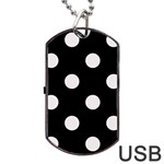 Polka Dots - Pastel Pink on Black Dog Tag USB Flash (Two Sides)
