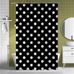 Polka Dots - Pastel Pink on Black Shower Curtain 48  x 72  (Small)