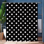 Polka Dots - Pastel Pink on Black Shower Curtain 60  x 72  (Medium)