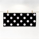 Polka Dots - Pastel Pink on Black Hand Towel