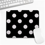Polka Dots - Pastel Pink on Black Large Mousepad