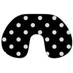 Polka Dots - Pastel Pink on Black Travel Neck Pillow