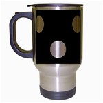 Polka Dots - Pastel Pink on Black Travel Mug (Silver Gray)