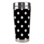 Polka Dots - Pastel Pink on Black Stainless Steel Travel Tumbler