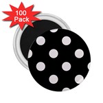 Polka Dots - Pastel Pink on Black 2.25  Magnet (100 pack)