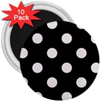 Polka Dots - Pastel Pink on Black 3  Magnet (10 pack)