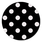 Polka Dots - Pastel Pink on Black Magnet 5  (Round)
