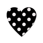 Polka Dots - Pastel Pink on Black Magnet (Heart)
