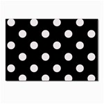 Polka Dots - Pastel Pink on Black Postcard 5  x 7 