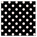 Polka Dots - Misty Rose Pink on Black Large Satin Scarf (Square)